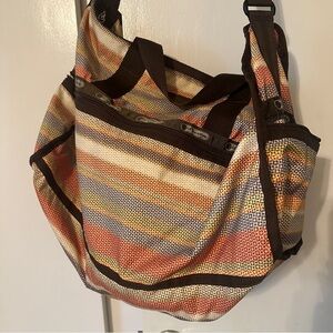 LeSportsac weekender duffle shoulder carry travel over night bag